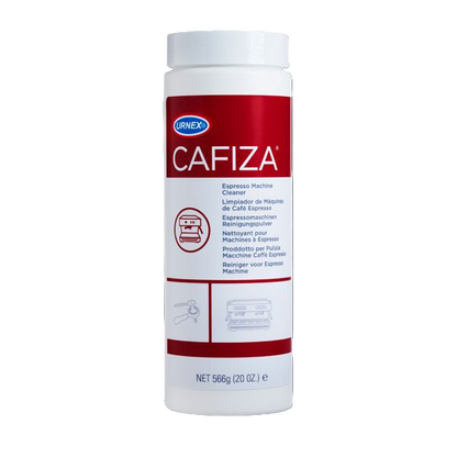 Pasquini Coffee Co. Cafiza Cleaning Powder: effective espresso machine cleaner, red/white label.